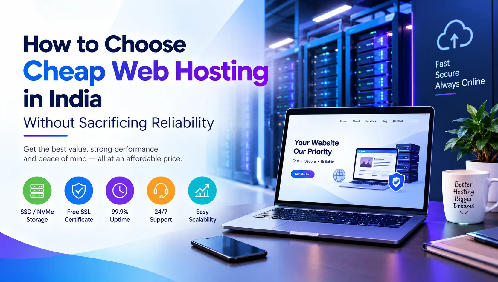 How to Choose Cheap Web Hosting in India Without Sacrificing Reliability — illustration
